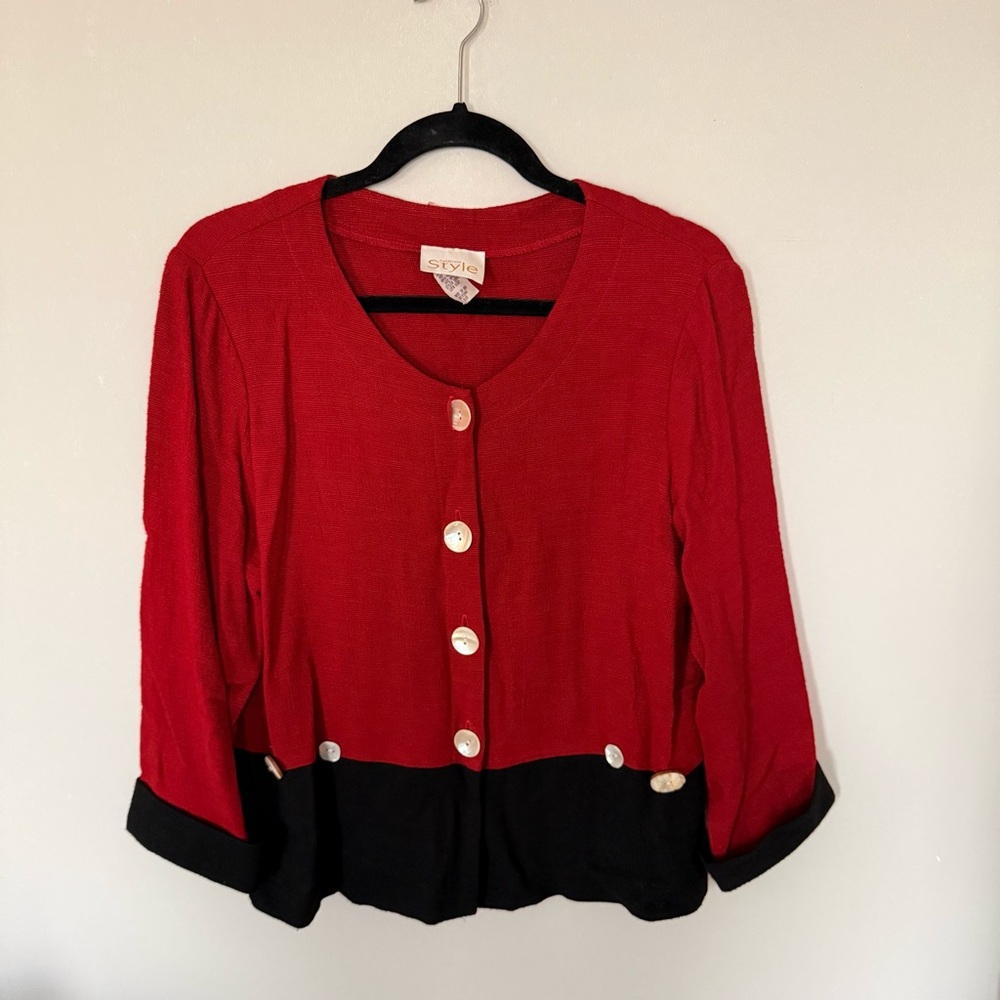 Stylish Red and Black Women's Top size 10